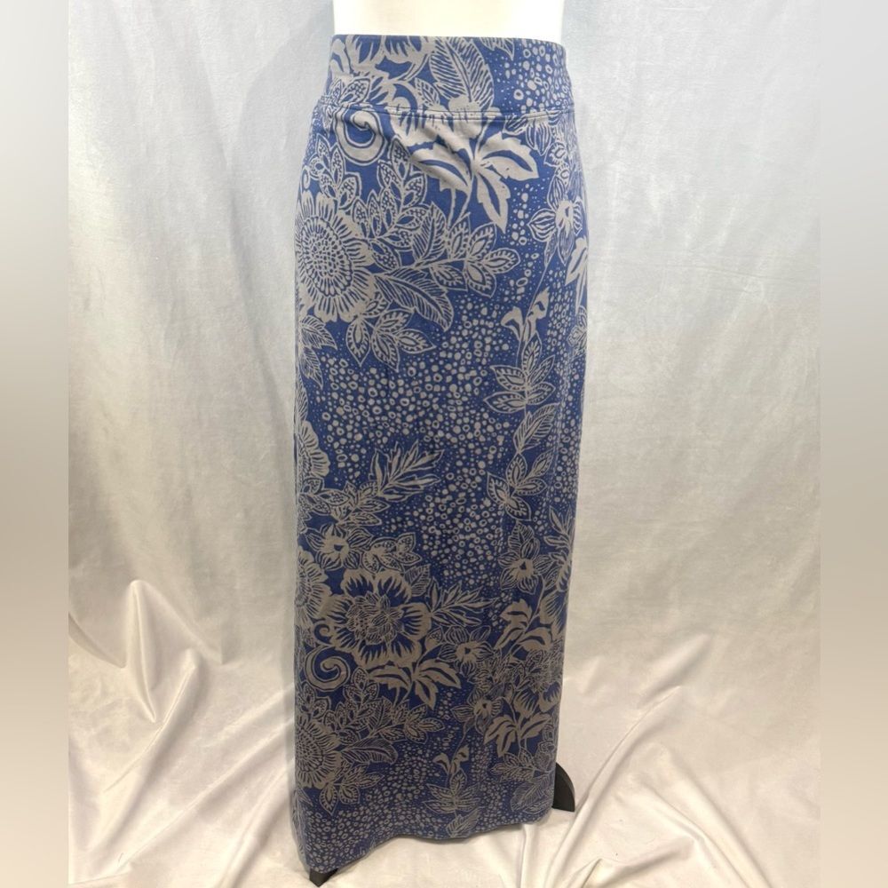 Belle by Kim Gravel blue and gray printed maxi skirt size 1X